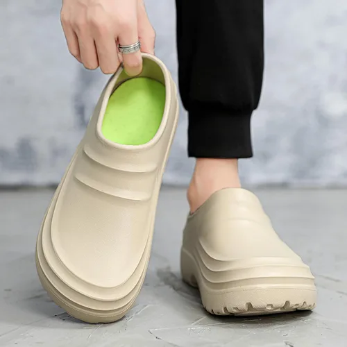 Vista 5 de Zuecos de trabajo para hombre y mujer: zapatos de cocina antideslizantes, unisex, impermeables, para cocina, restaurante, enfermera, jardín