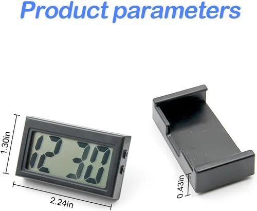 Vista 2 de Osilly Mini reloj digital para tablero de instrumentos del automóvil, funciona con pilas y pantalla LCD transparente, reloj digital pequeño con Negro