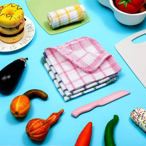 Vista 6 de Boao 12 paños de cocina de algodón, 4 colores, cuadrados, 12 x 12 pulgadas, absorbentes, reutilizables, lavables a máquina, suministros de cocina