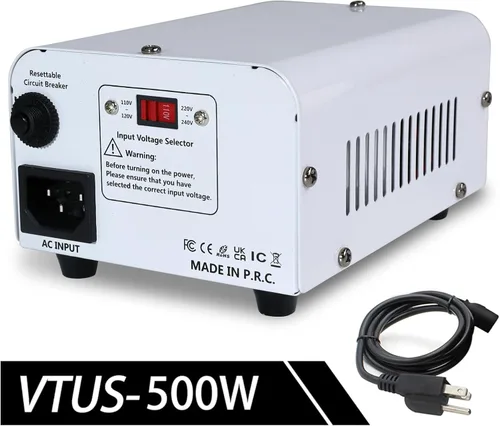 Vista 6 de Yinleader 500W 110V a 220V Convertidor de Voltaje Transformador Paso Arriba Blanco