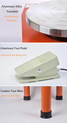 Vista 2 de Huanyu Máquina de cerámica Máquina de cerámica Rueda de cerámica 250W (0.34hp) 30CM Máquina formadora de cerámica con pedal y lavabo desmontable