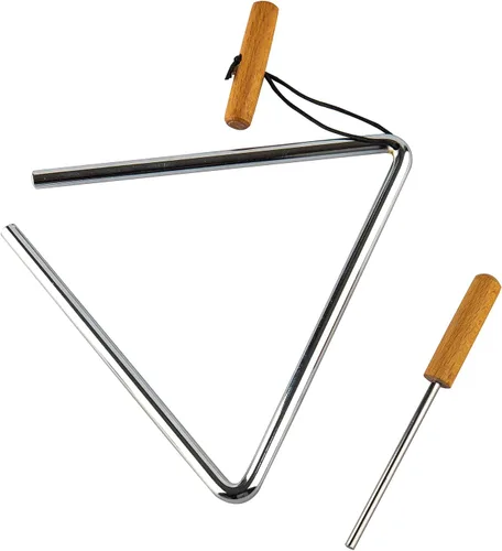 Vista 8 de Musfunny Triángulo de percusión de mano con Striker, instrumento musical de triángulos de acero ritmo (5 pulgadas)