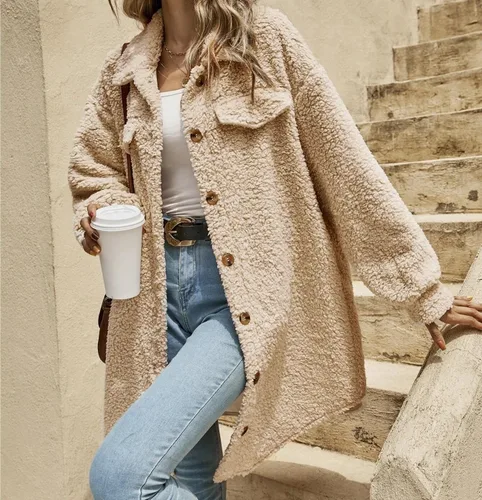 Vista 6 de ONDIAN Jackets for Women Long Sleeve Lapel Button Down Coat Warm Winter Outwear Cardigan Open Front Jacket Oversized Overcoat
