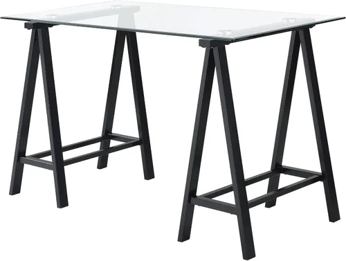 Vista 5 de OSP Home Furnishings Middleton Escritorio de 47 pulgadas con parte superior de vidrio biselado transparente, base negra