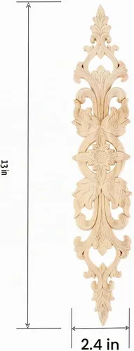 Vista 2 de MUXSAM 1 apliques largos tallados en madera para muebles, calcomanías de tallado de madera sin pintar para pared, armario, espejo, repisa, puerta 1