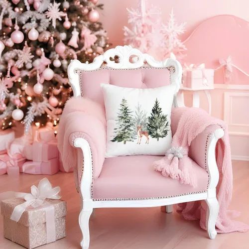 Vista 3 de Fundas de almohada de ciervo de Navidad de 18 x 18 pulgadas, decoración de árbol de Navidad