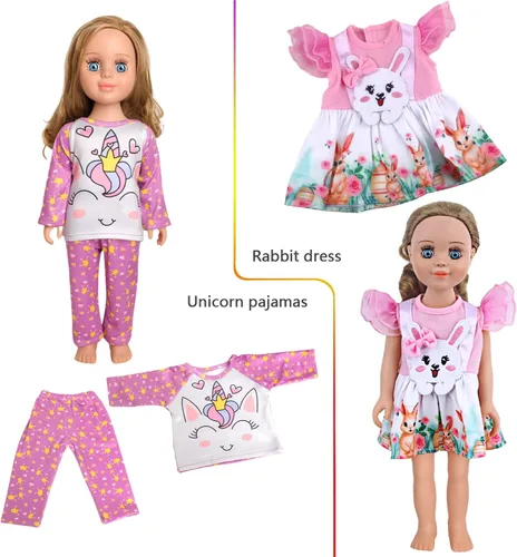 Vista 7 de MSYO 10 piezas de ropa de muñeca, ropa de muñeca de 18 pulgadas, ropa de muñeca de bebé, para muñecas de 16 a 18 pulgadas, vestidos florales