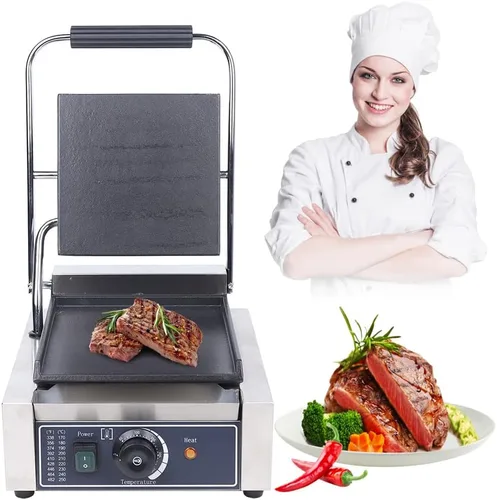 Vista 9 de Prensa comercial Panini, 110V 1800W Plato Plano Sandwich Grill, Acero