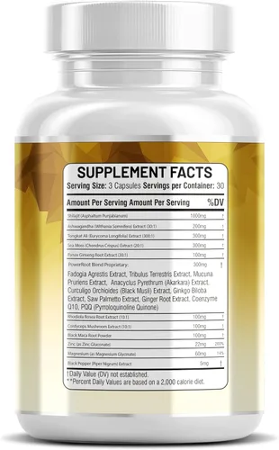Vista 6 de Complejo Shilajit - Musgo marino, Tongkat Ali, Ashwagandha, Ginseng, zinc, CoQ10, PQQ y magnesio - Cápsulas de ácido fúlvico para energía, vitalidad