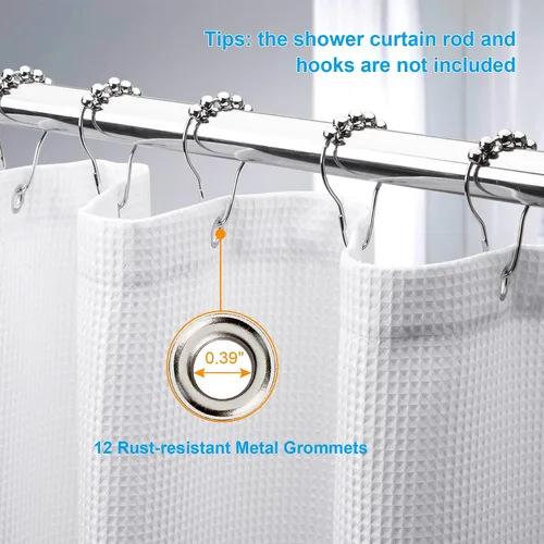 Vista 3 de AmazerBath Juego de cortina de ducha transparente impermeable y juego de cortina de ducha de gofre blanco resistente, 72 x 84 pulgadas