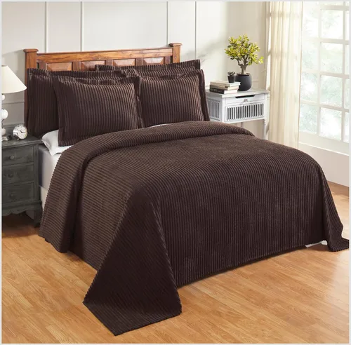 Vista 45 de Better Trends Colchas de Chenille Tamaño Individual, Azul 100% Algodón Chenille Diseño de Rayas Acolchado Cobertor Suave Liviano, 96"x110" con 1