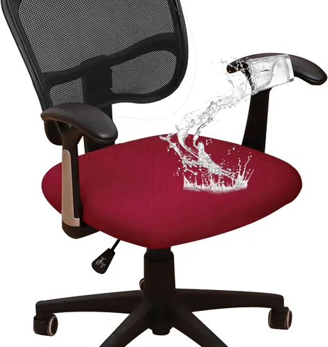 Vista 10 de FORCHEER Fundas de asiento para silla de oficina, fundas de cuero elástico impermeable PU para silla de computadora, fundas de cojín para asiento