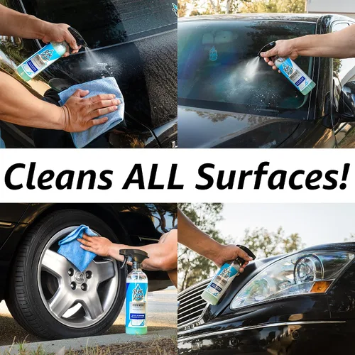 Vista 4 de Rev Auto Kit de lavado de coche sin agua – Limpia vehículos sin fuente de agua/incluye dos limpiador en aerosol de lavado sin agua de 16 onzas