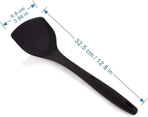 Vista 8 de Espátula Wok de silicona negra+juego de pinzas de silicona de 3 piezas