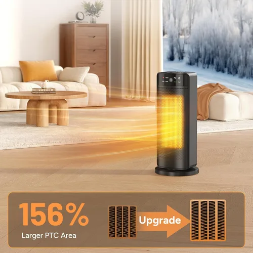 Vista 3 de Calentador de espacio de 1500 W, calentador eléctrico portátil que calienta hasta 200 pies cuadrados para uso en interiores en oficinas y garajes