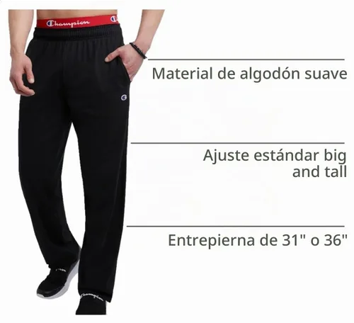Vista 4 de Champion Pantalones clásicos de jersey abierto Negro