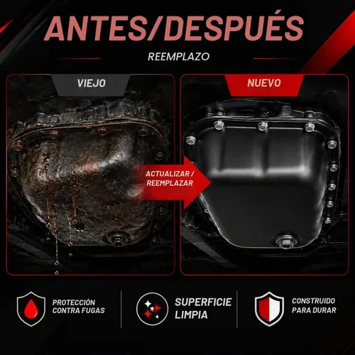 Vista 4 de 264-346 Cárter inferior de aceite de motor con tapón de drenaje compatible con Volkswagen Jetta 2005-2018 Passat 2012-2018 Beetle Rabbit 2006-2009