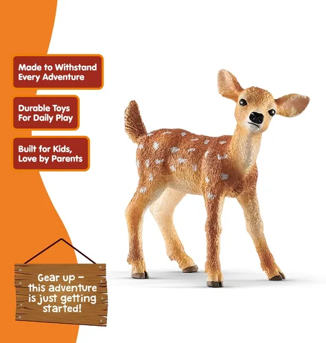 Vista 4 de Schleich Wild Life - Figura realista de ciervo de cola blanca auténtica y altamente detallada - Juguete de animal salvaje duradero para educación