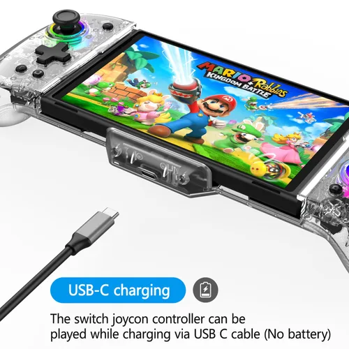 Vista 5 de RREAKA Wireless Joypad Switch Controllers for SwitchOLED, RGB One-Piece Switch Controller Joypad Replacement Controller for Handheld Mode with