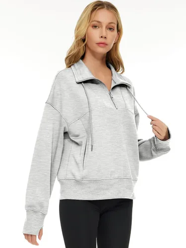 Vista 3 de AUTOMET Sudaderas de gran tamaño con capucha de forro polar para mujer, camisas de manga larga, ropa de otoño con bolsillo