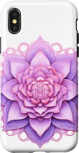 Vista 4 de iPhone 14 Lotus Flower Mandala Circle Rosa Mujeres Yoga Meditación Caso