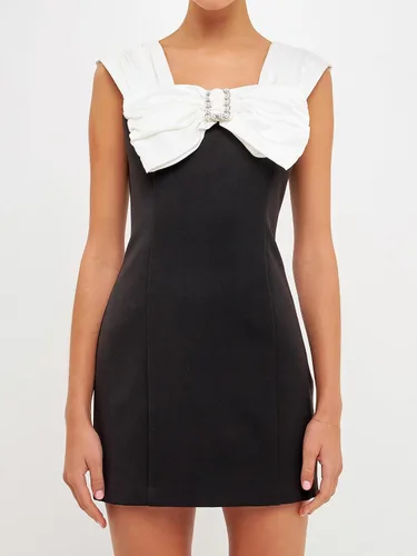 Vista 4 de endless rose Vestido corto con lazo de satén para mujer