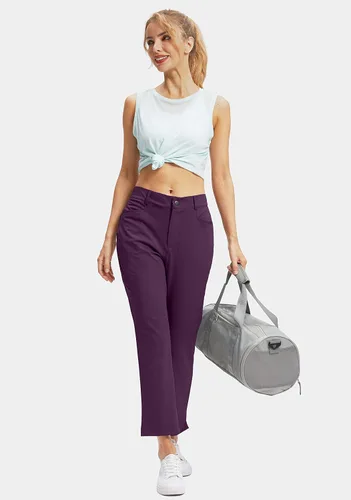 Vista 6 de Pantalones de golf para mujer con bolsillos con cremallera, pantalones elásticos 78, pantalones deportivos casuales para el trabajo, pantalones