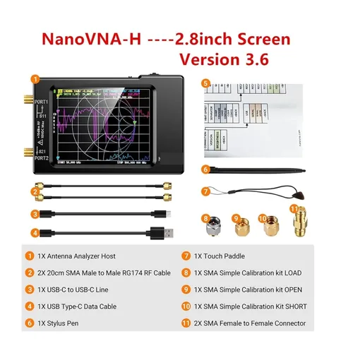 Vista 7 de Vector Network Analyzer, VNA-H4 4inch Vector Network Analyzer 10k-1.5GHz HF VHF UHF Antenna Analyzer Version 4.3 with SD Card Slot Measuring S