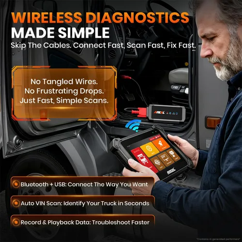 Vista 7 de ANCEL V6HD - Escáner de camión resistente, herramienta de diagnóstico diésel de sistema completo con pruebas bidireccionales, regen DPF y más de 40
