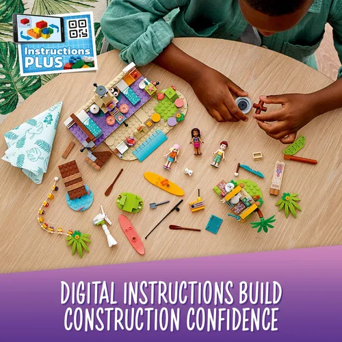 Vista 4 de LEGO Friends Beach Glamping 41700 Kit de construcción; regalo creativo para niños de 6 años en adelante que aman los juguetes de la naturaleza
