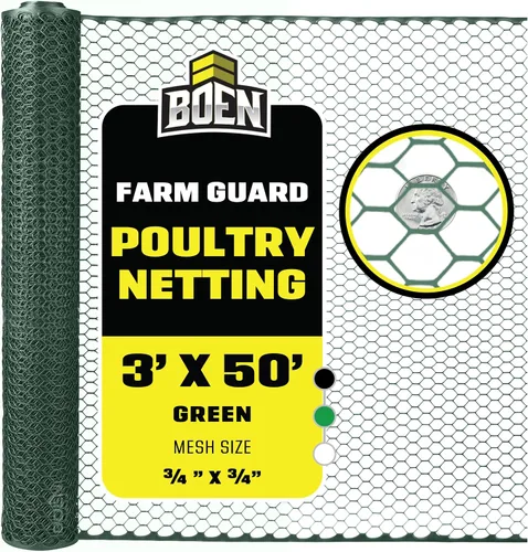 Vista 12 de Boen Malla hexagonal de plástico para aves de corral, barrera temporal de alambre de pollo para patio (2 x 25 pies, negro)