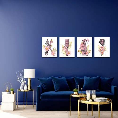 Vista 7 de SkenoArt Salón de belleza Arte de pared Herramientas de corte de pelo Pintura Peluquería Decoración de pared Decoración de pared Moda Cosmética