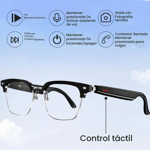 Vista 2 de Lentes inteligentes escuchables, gafas inteligentes de moda, inalámbricas multifuncionales, auriculares inalámbricos, lentes de sol para mujeres