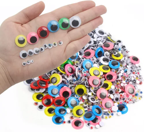 Vista 4 de LOMIMOS 1500pcs Wiggle Googly Eyes con autoadhesivo, 0.157 in-0.591 in, para decoración de manualidades de bricolaje