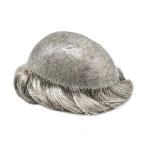 Vista 56 de Toupee para hombre 100% cabello humano real tupé para hombres 0.004 in piel de poliuretano para hombre, sistema de reemplazo de piezas de pelo