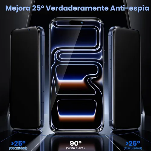 Vista 7 de WSKEN Protector de pantalla de privacidad para iPhone 17 Pro, vidrio templado de cobertura completa, pantalla privada antiespía de 24°, herramienta