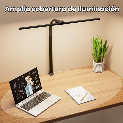 Vista 5 de Lámpara LED de Escritorio para Oficina en Casa, Luz de Escritorio de Computadora de 24W con Control Remoto, Lámpara de Mesa Brillante Regulable