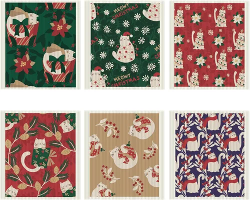 Vista 14 de TREEWOO Juego de 6 paños de cocina reutilizables suecos de algodón natural, lavables para el hogar, comedor, esponjas de limpieza súper absorbentes