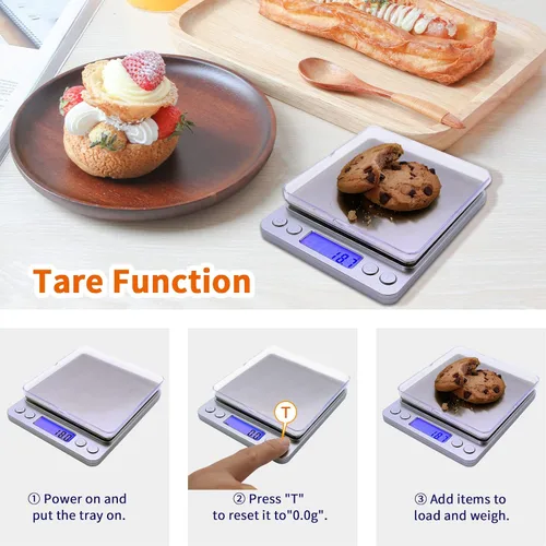 Vista 4 de Báscula de gramos, capacidad de 105.82 oz de precisión, 0.00 oz, mini báscula de alimentos, peso digital, gramos y onzas, cocina pequeña de alta
