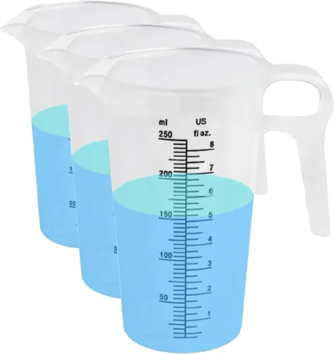 Vista 11 de ACCUPOUR 8 onzas (250 mL) jarra medidora, de plástico, multiusos - Excelente para productos químicos, aceite, piscina y césped - Incrementos