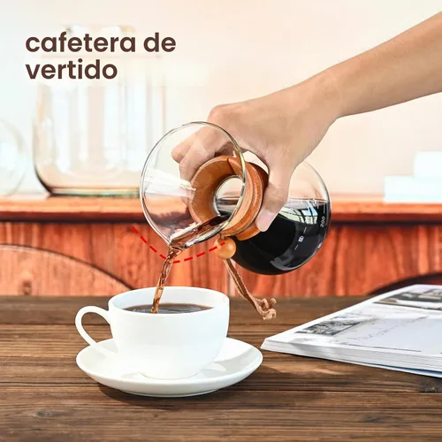 Vista 6 de Cafetera para verter sobre el gotero de café con filtro de acero inoxidable Café para verter sobre 13.5 onzas, cafetera de goteo, jarra de alta