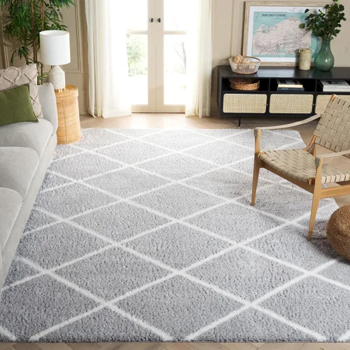 Vista 40 de SAFAVIEH Tahoe Shag Collection - Alfombra para pasillo, 2 x 9 pies, diseño de enrejado, no desprende pelusa y de fácil cuidado, 1.2 pulgadas