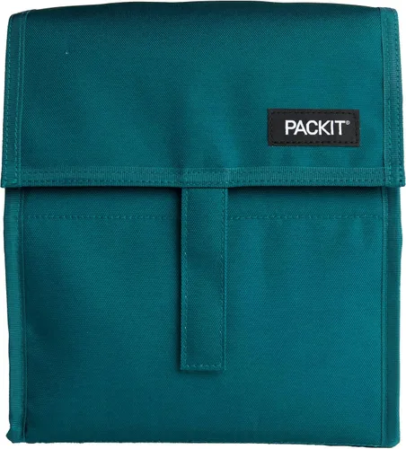 Vista 10 de PackIt® Bolsa de almuerzo congelable, almendra, fabricada con tecnología ECOFREEZE®, plegable, reutilizable, cierre de cremallera y pliegue con asa