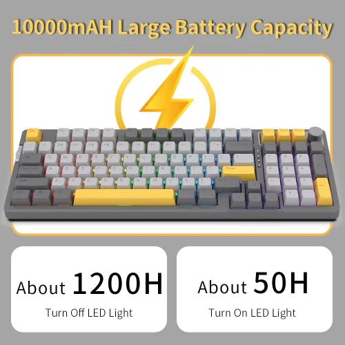 Vista 2 de NACODEX AK966 - Teclado de montaje de junta intercambiable en caliente de 96 teclas Increíble teclado de 10000 mAh Bluetooth 24G teclado