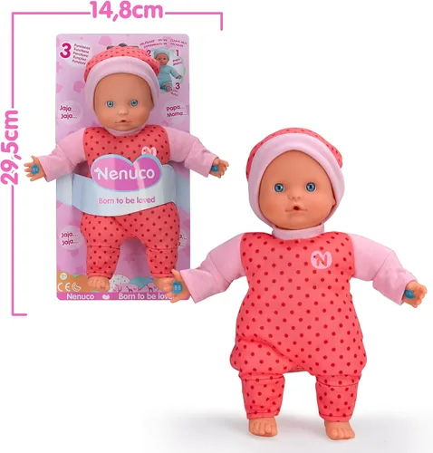 Vista 3 de Nenuco Muñeca suave con 3 roles de la vida real, trajes coloridos, 23.6 pulgadas