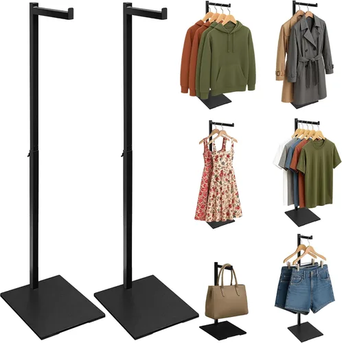 Vista 8 de Clothing Display Rack, 21-36 Inch Adjustable Garment Stand, Black, 1 Pack Negro