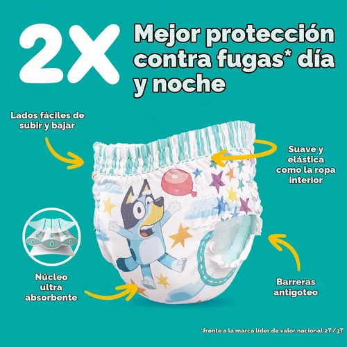 Vista 3 de Easy Ups - Pantalones de entrenamiento para niñas y niños, talla 4 (2T-3T), 25 unidades, ropa interior absorbente Bluey para entrenamiento, hasta un