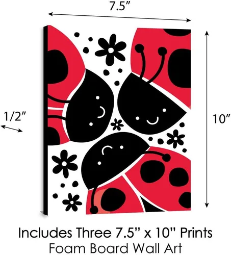 Vista 5 de Big Dot of Happiness Happy Little Ladybug - Arte de pared para guardería y decoración de habitación de niños, ideas de regalo, 7.5 x 10 pulgadas