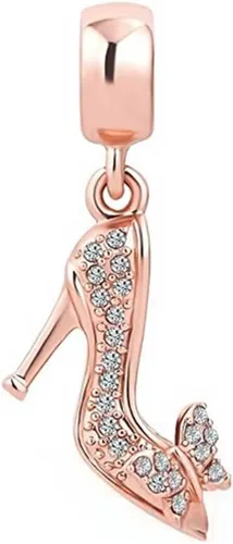 Vista 2 de KunBead Colgantes de cristal de oficina chapados en oro rosa para zapatos de tacón alto compatibles con pulseras Pandora, Cobre, No es una piedra