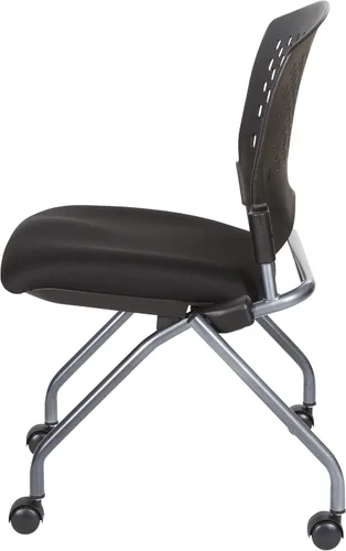 Vista 4 de Office Star - Silla anidadora plegable de plástico ventilado alrededor de la espalda, paquete de 2, tela FreeFlex de carbón